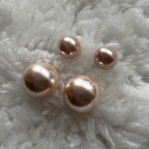 Champagne Pearl Stud Earrings Set‎ Small Large Minimalist Jewelry